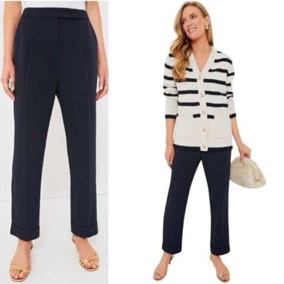 Tuckernuck Pants - Tuckernuck Navy Duncan Pleated Trouser Pants Size 6 NWT